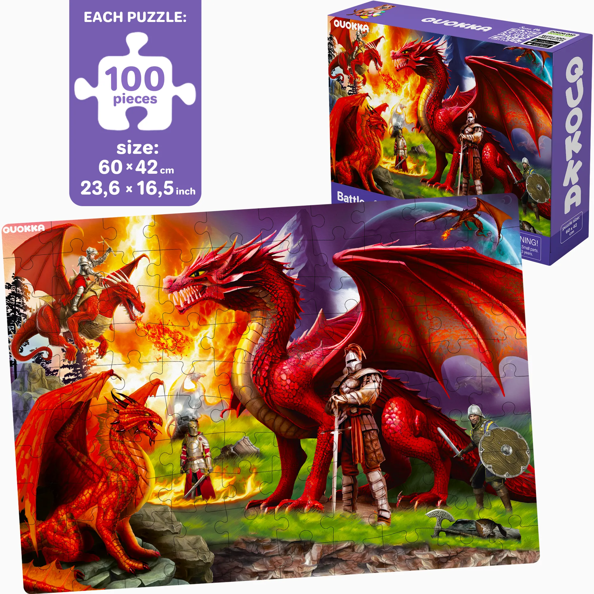 100 Pcs Floor Puzzles for Kids | Pirates, Constructions & Dragons