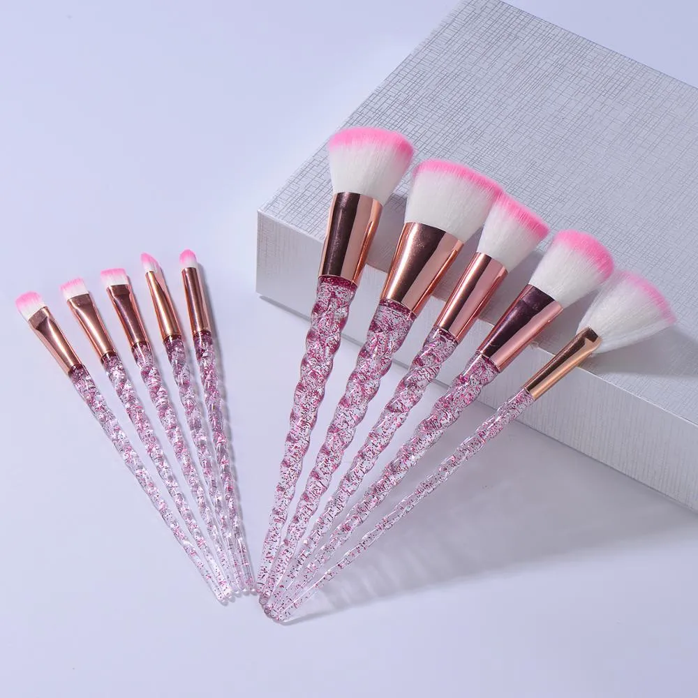 10pcs Unicorn Diamond Shaped Design Glitter Makeup Brushes Sets