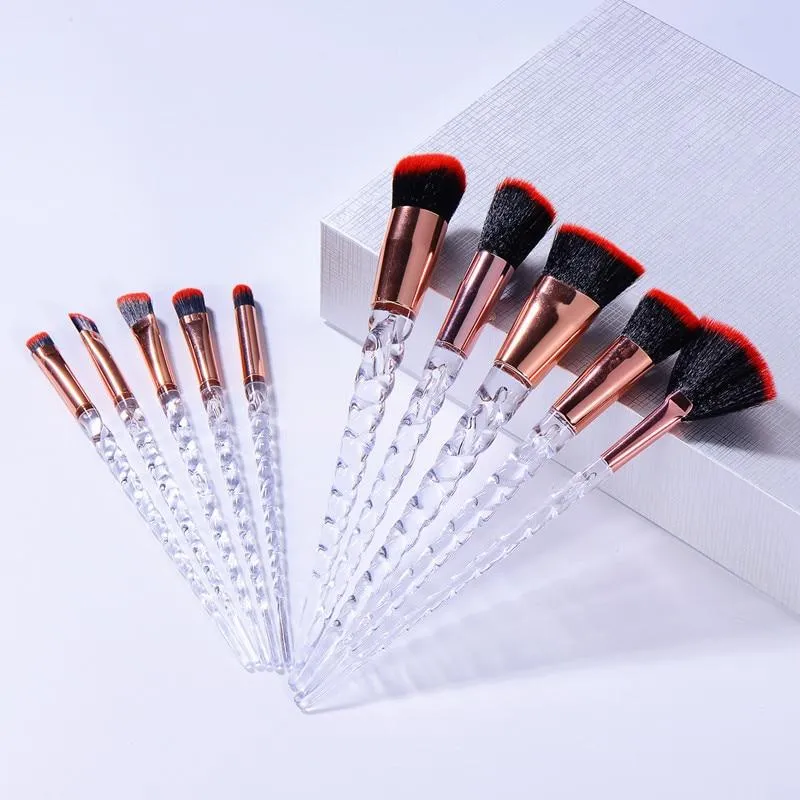 10pcs Unicorn Diamond Shaped Design Glitter Makeup Brushes Sets