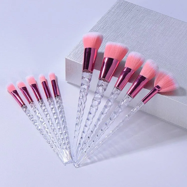 10pcs Unicorn Diamond Shaped Design Glitter Makeup Brushes Sets