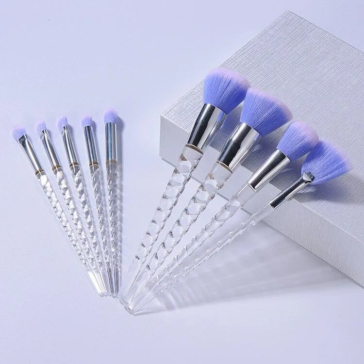 10pcs Unicorn Diamond Shaped Design Glitter Makeup Brushes Sets