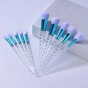 10pcs Unicorn Diamond Shaped Design Glitter Makeup Brushes Sets