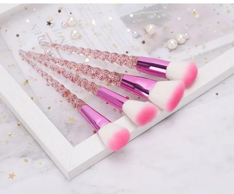 10pcs Unicorn Diamond Shaped Design Glitter Makeup Brushes Sets