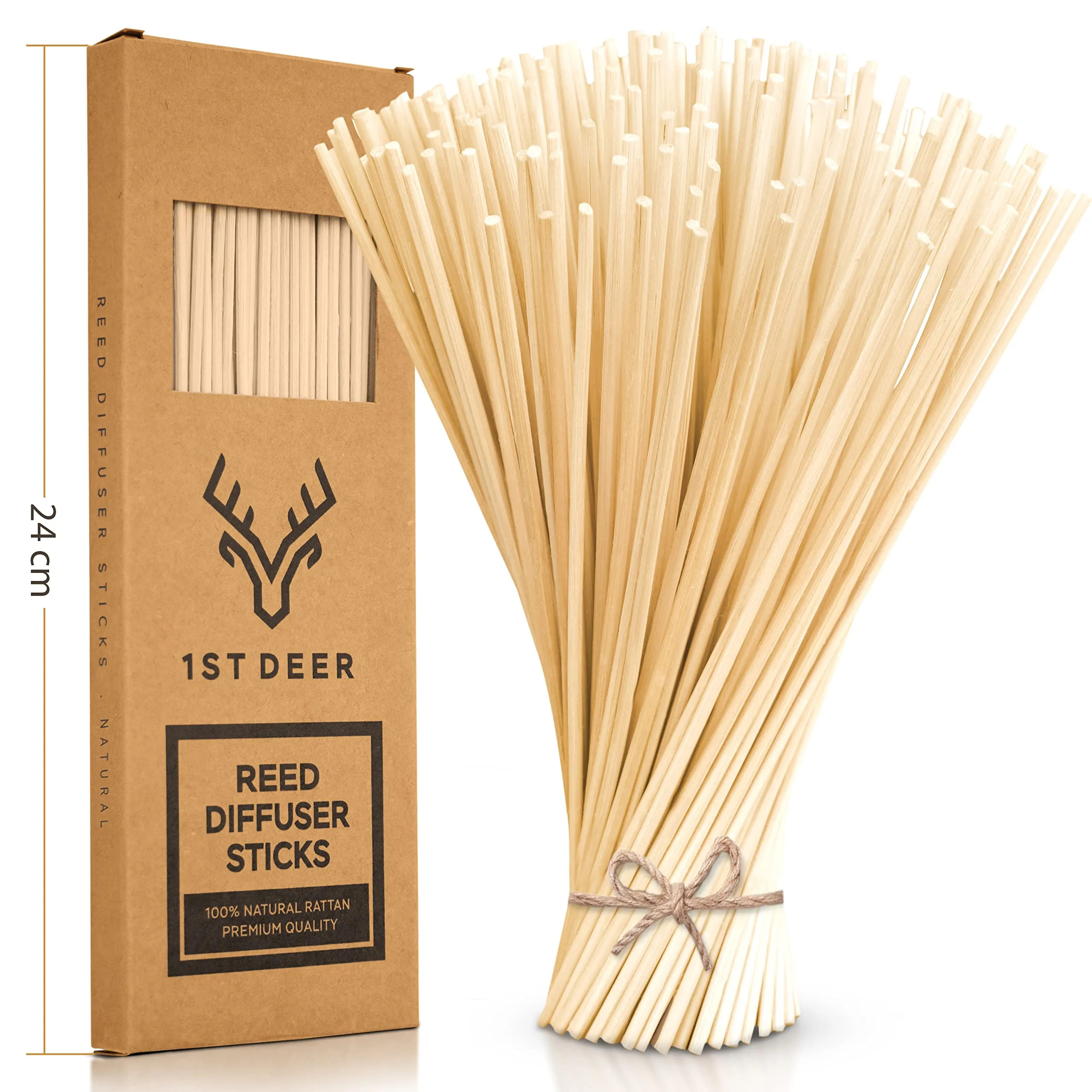 1st Deer Reed Diffuser Sticks - 100 pcs of Natural Rattan Essential Oil Aroma Refill Wood Sticks for Spa, Fragrance, Aromatherapy (24 cm x 3 mm)