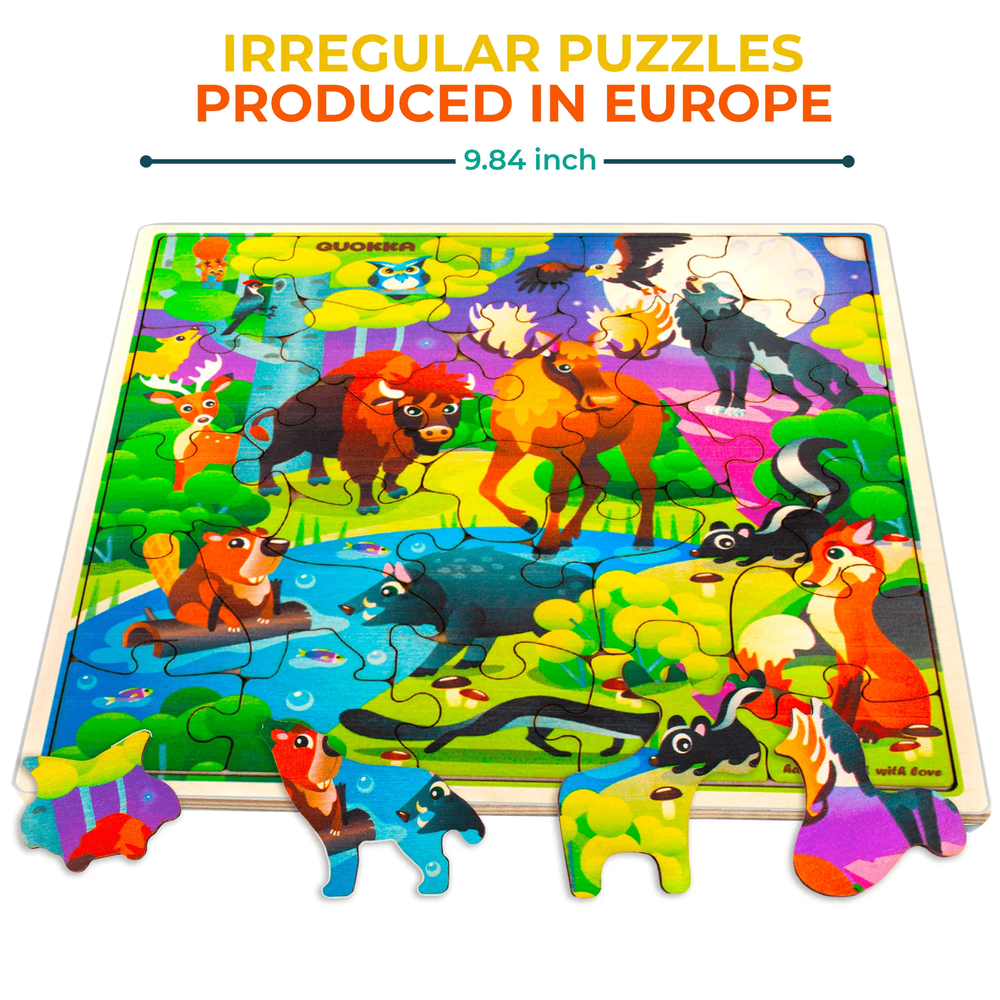 28 Pieces Wooden Puzzles for Kids | Wild Animals