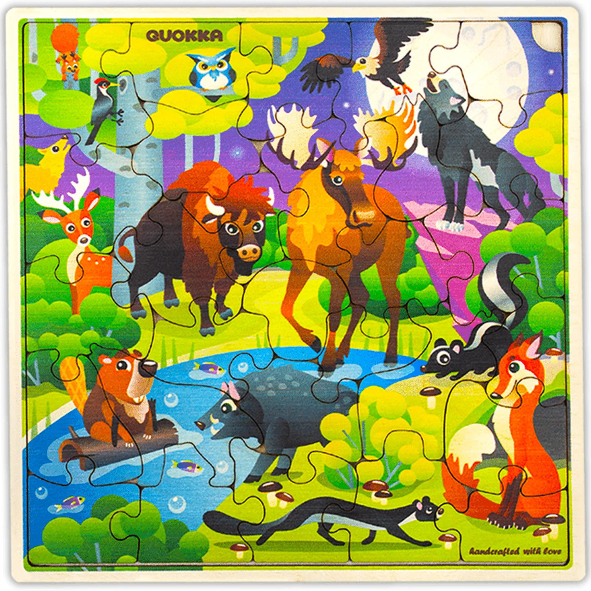 28 Pieces Wooden Puzzles for Kids | Wild Animals