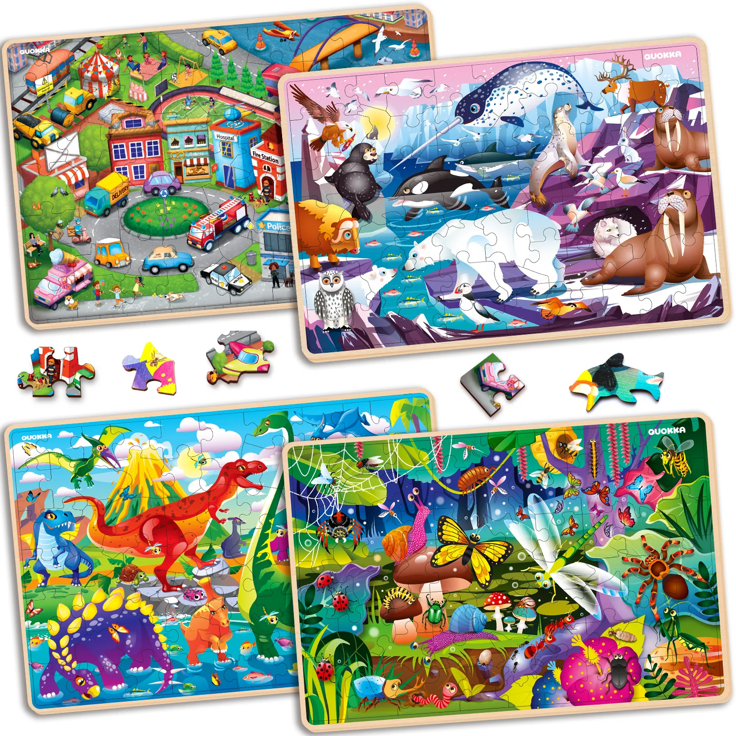 60 Pcs Puzzles Unique Shapes | Animals, City