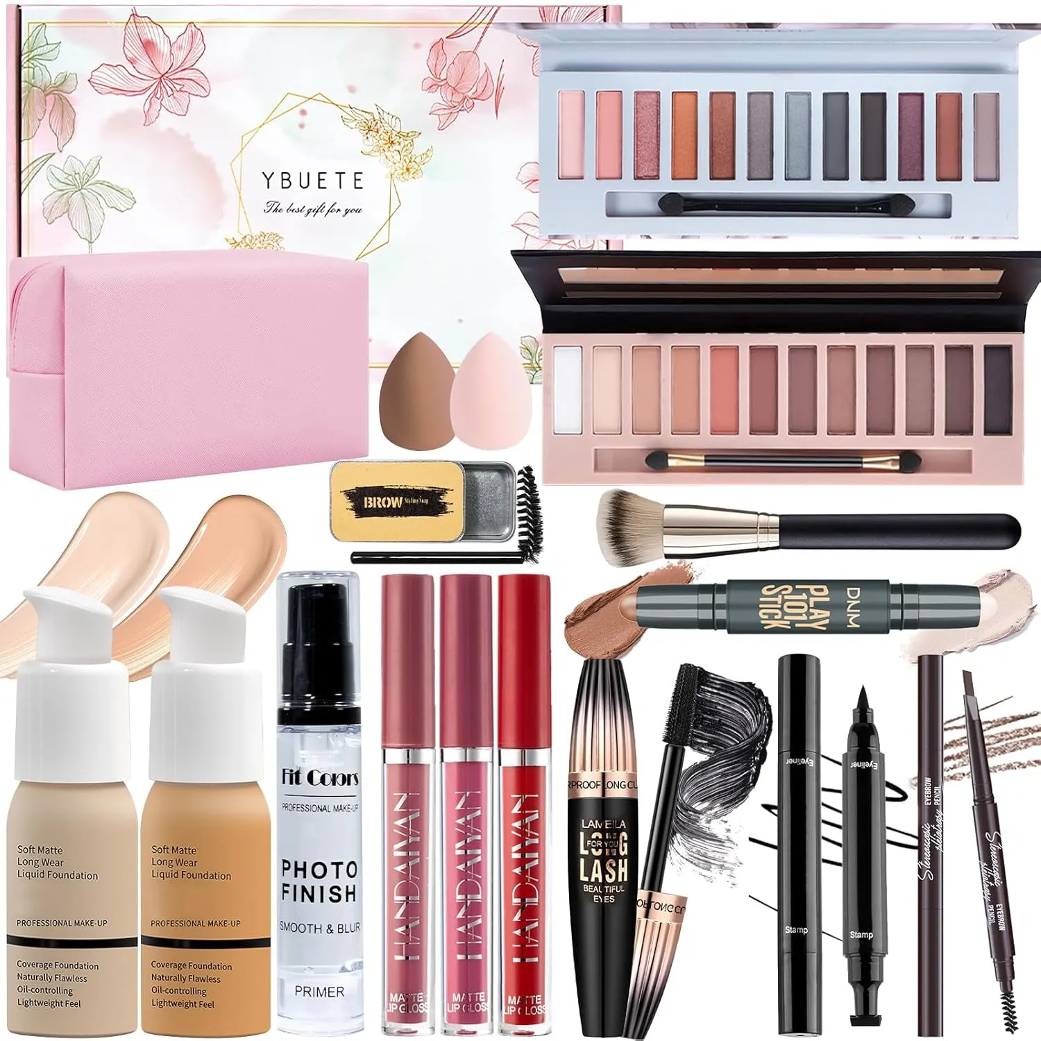 All-in-One Makeup Kit for Women & Teens - Foundation, Eyeshadow, Lipsticks & Travel Bag Included