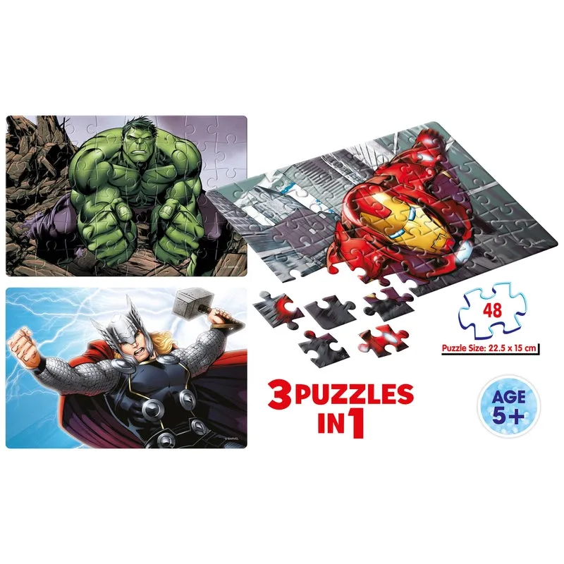 Avengers Assemble - 3 in 1 Puzzle - 48 Pieces each