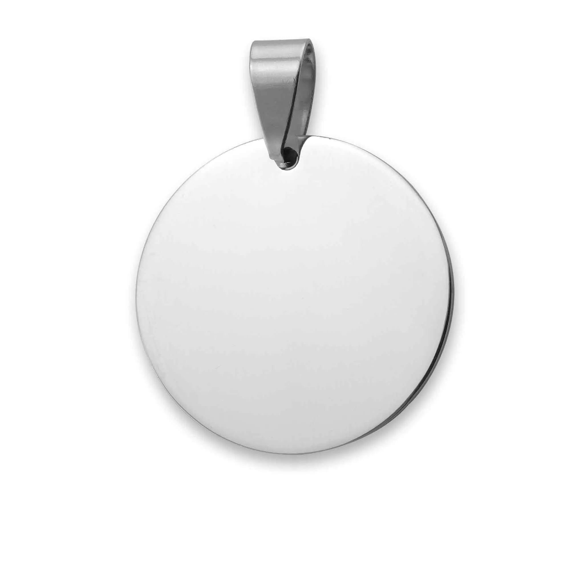 Blank Round Polished Stainless Steel Pendant / SBB0016