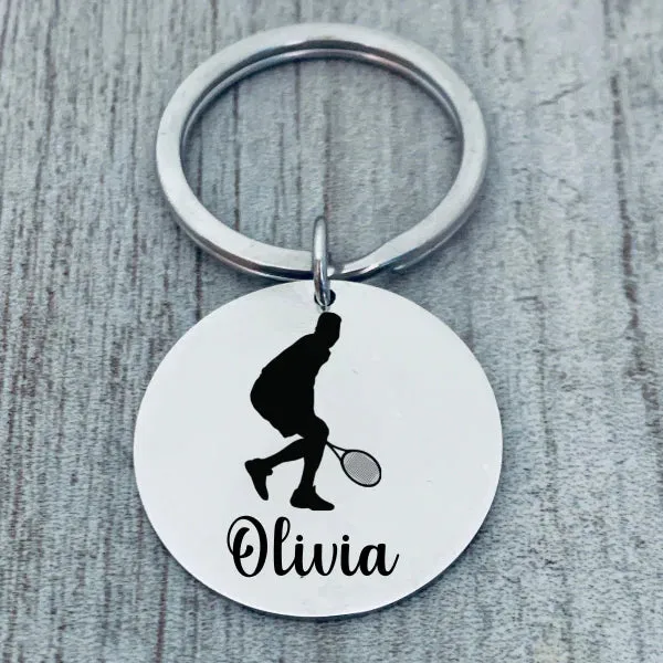 Boys Personalized Engraved Tennis Keychain