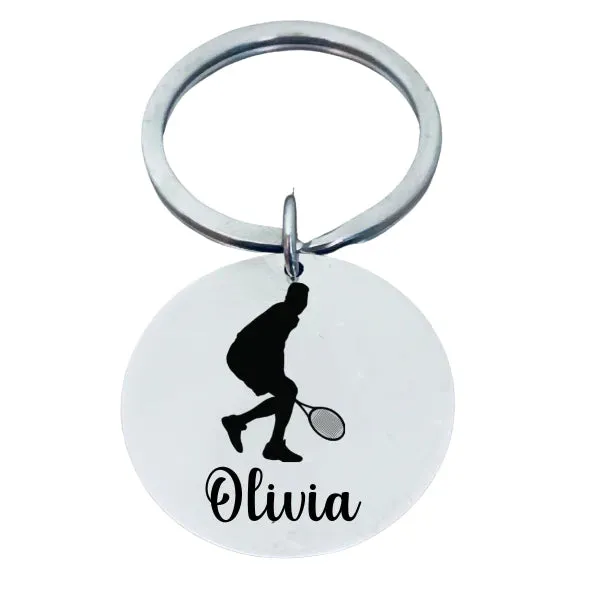 Boys Personalized Engraved Tennis Keychain