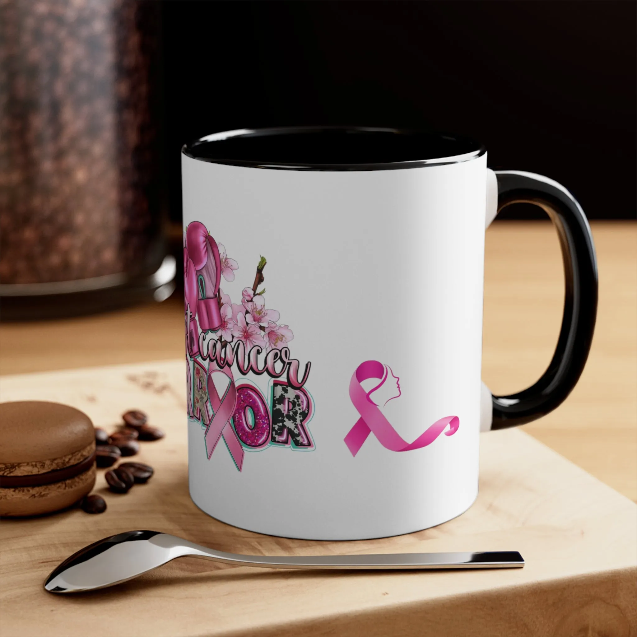 BREAST CANCER WARRIOR Mug - Pink, Red or Black accents in mug - MUGSCITY - Free Shipping