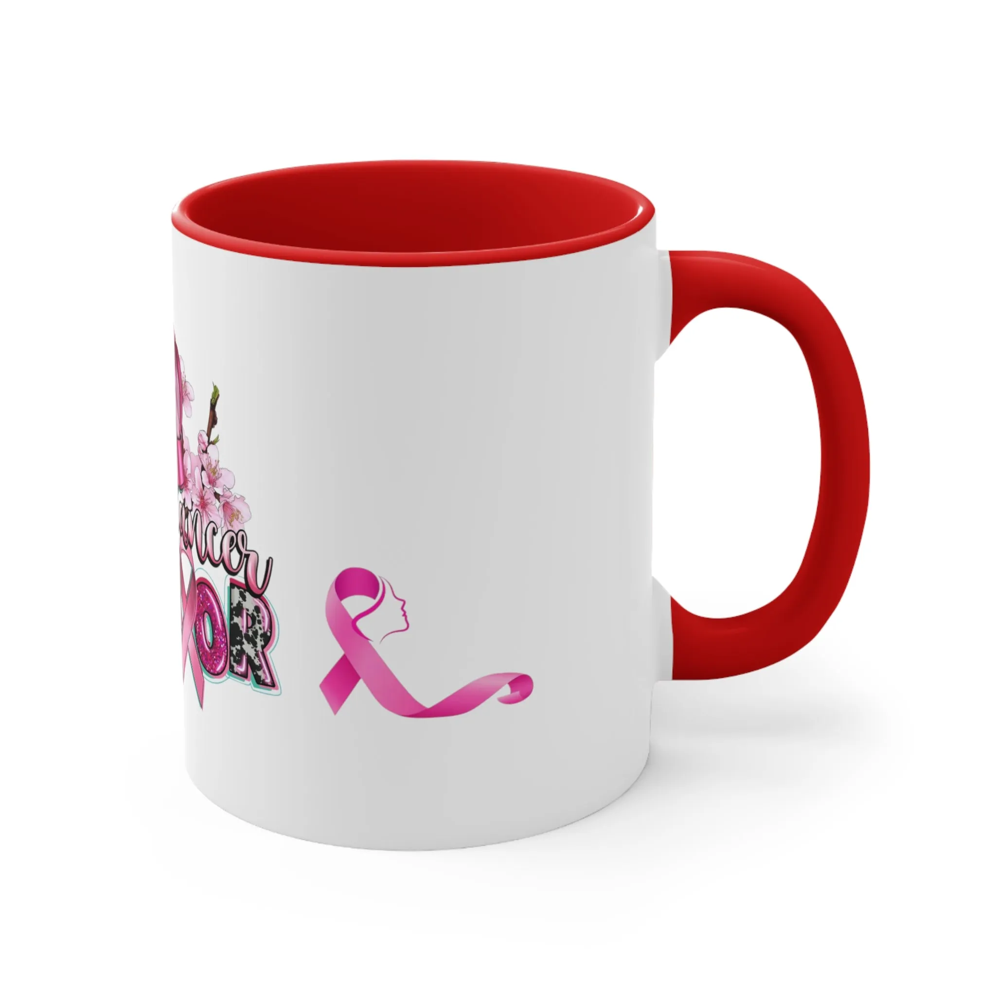 BREAST CANCER WARRIOR Mug - Pink, Red or Black accents in mug - MUGSCITY - Free Shipping