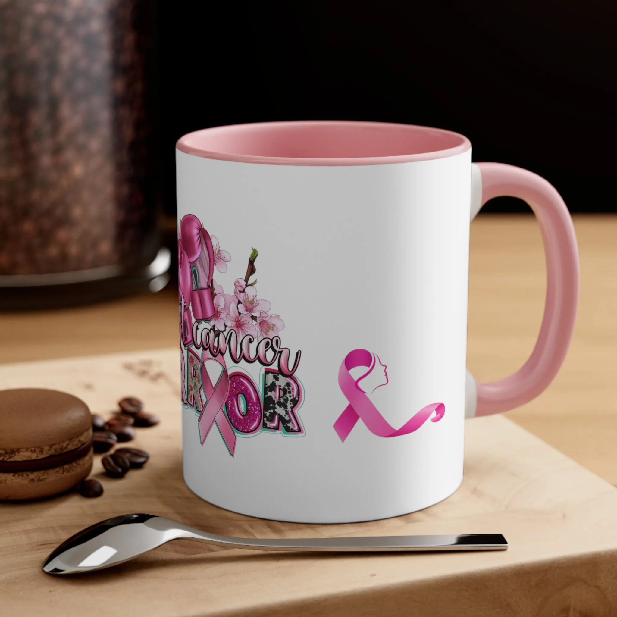 BREAST CANCER WARRIOR Mug - Pink, Red or Black accents in mug - MUGSCITY - Free Shipping