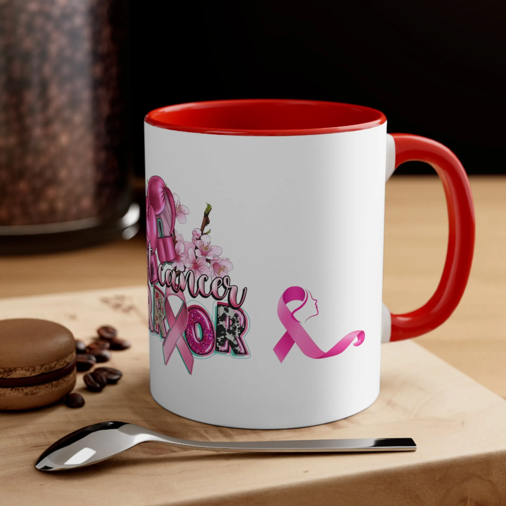 BREAST CANCER WARRIOR Mug - Pink, Red or Black accents in mug - MUGSCITY - Free Shipping