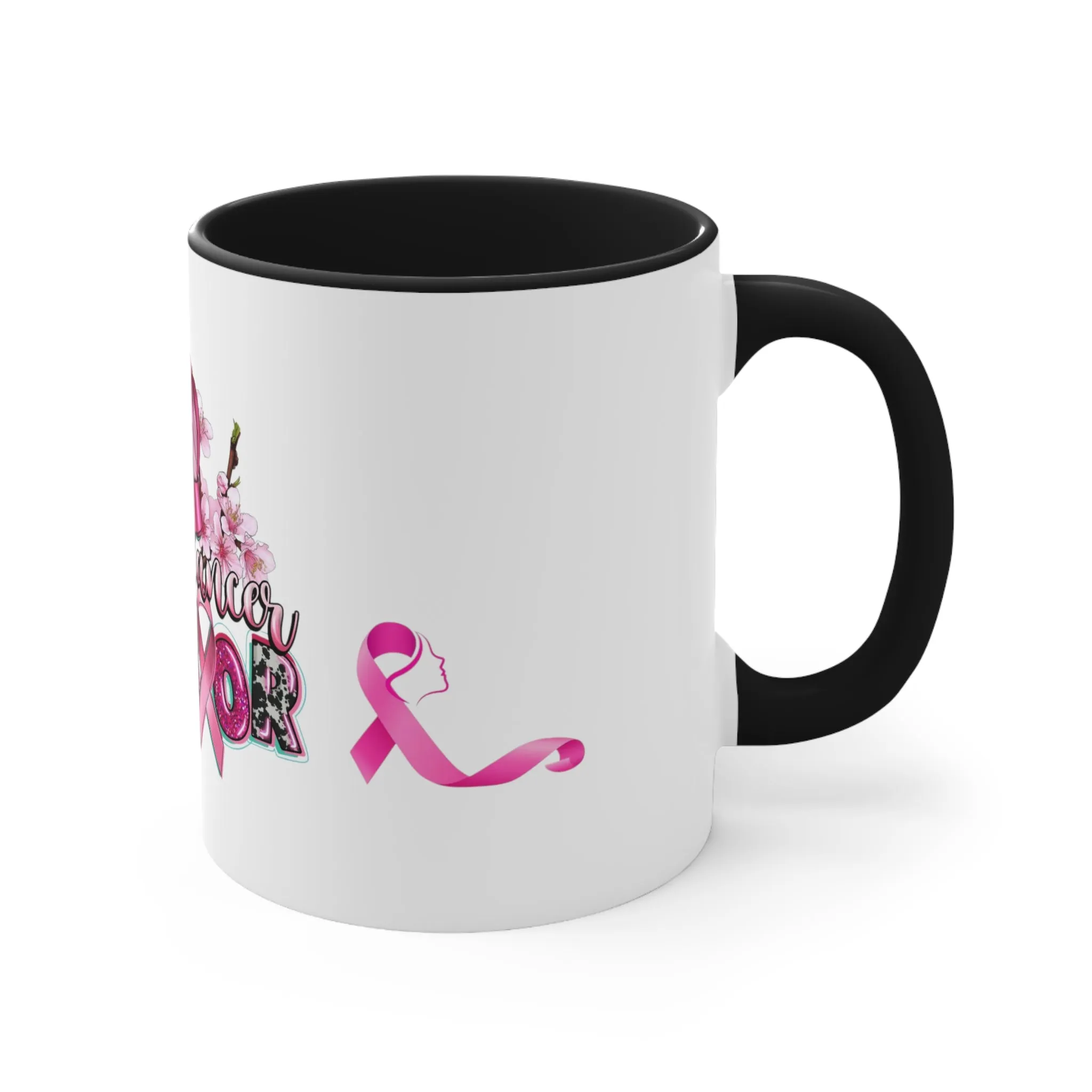 BREAST CANCER WARRIOR Mug - Pink, Red or Black accents in mug - MUGSCITY - Free Shipping