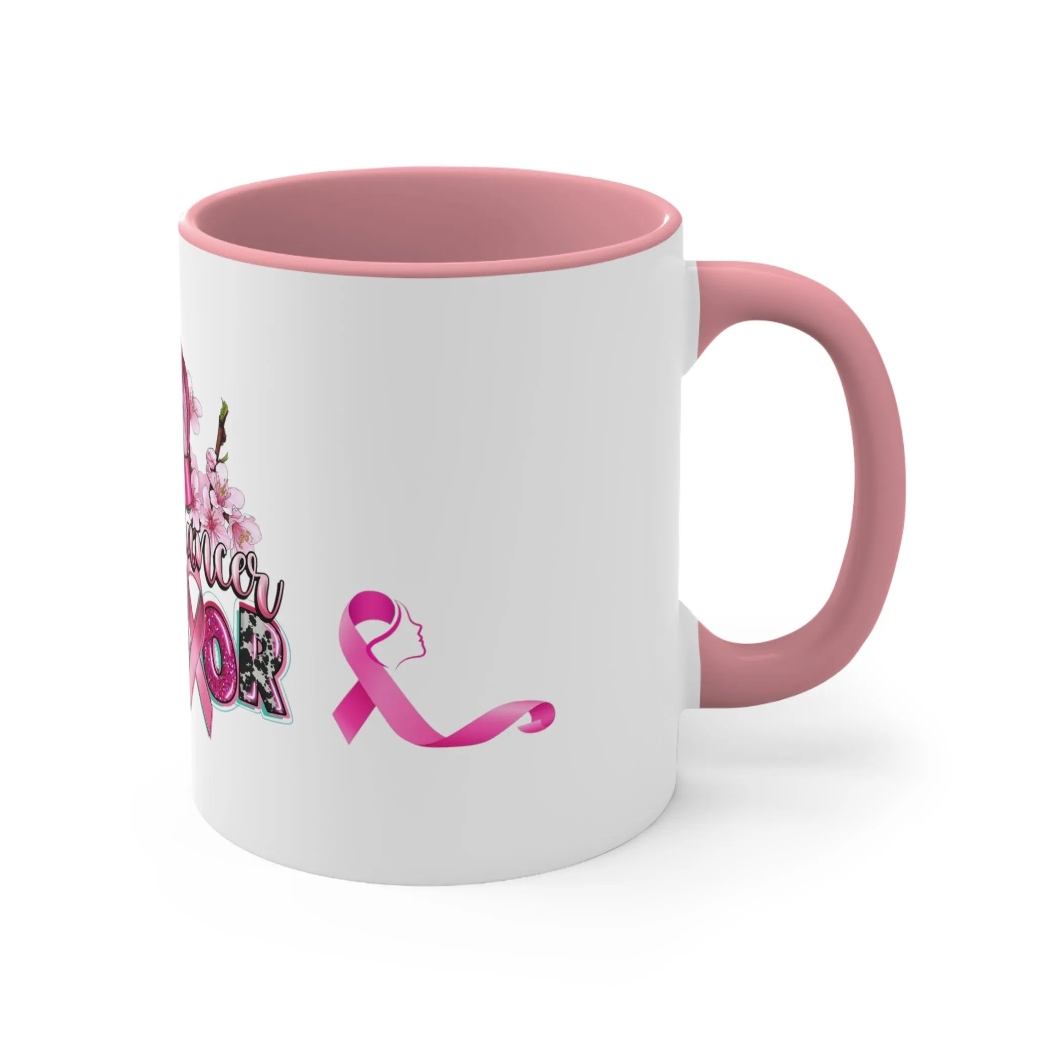 BREAST CANCER WARRIOR Mug - Pink, Red or Black accents in mug - MUGSCITY - Free Shipping