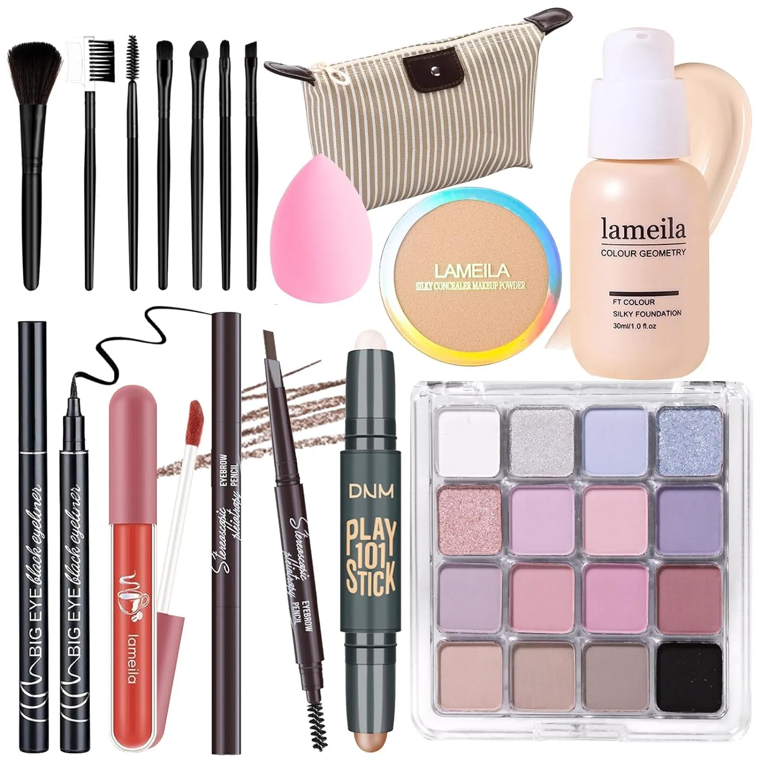 Complete Makeup Kit for Women & Teens - Eyeshadow, Foundation, Blusher & More in Chic Bag!