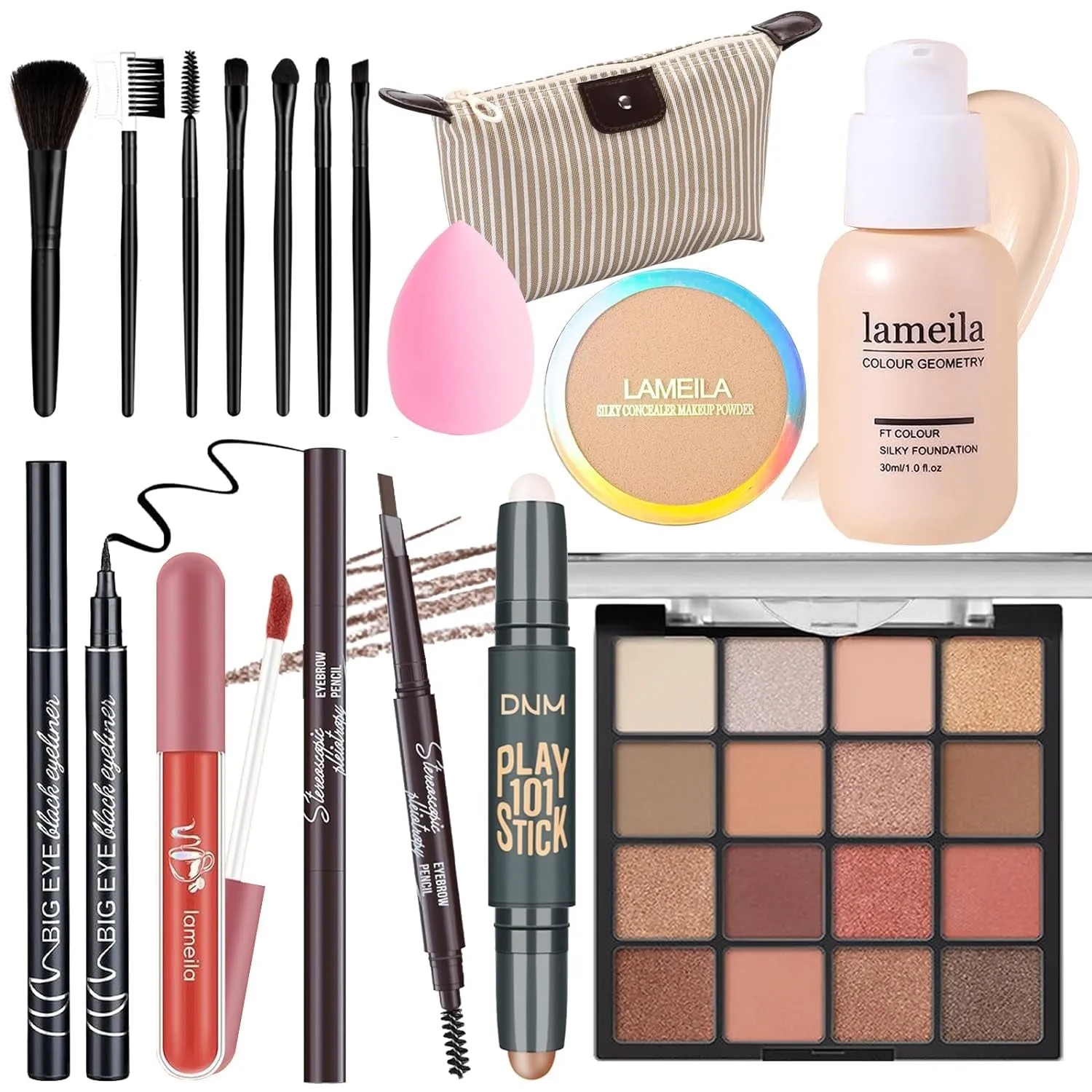 Complete Makeup Kit for Women & Teens - Eyeshadow, Foundation, Blusher & More in Chic Bag!