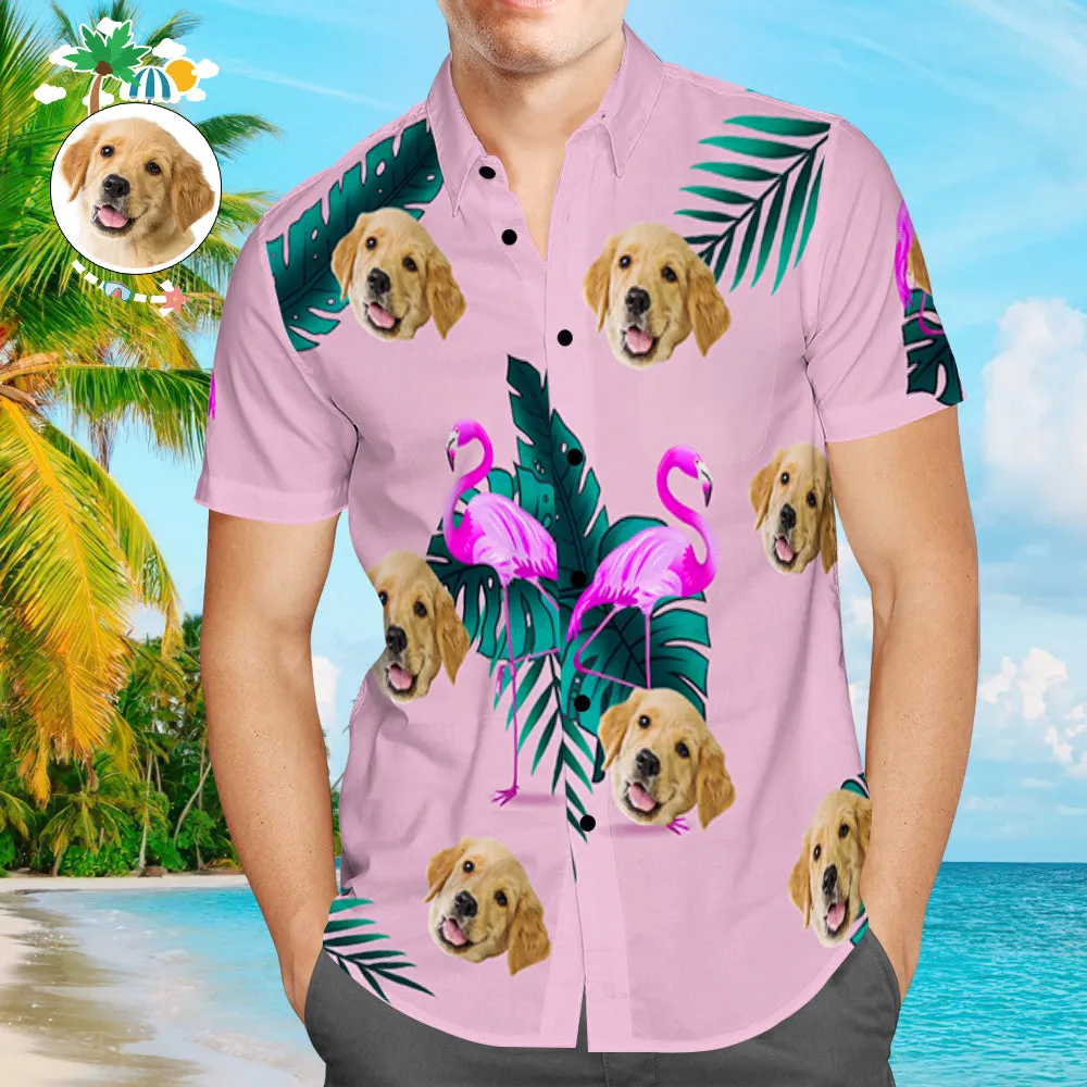 Custom Hawaiian with Dog Face Funny Flamingo Vacation Beach Shirt Gift for Pet Owner