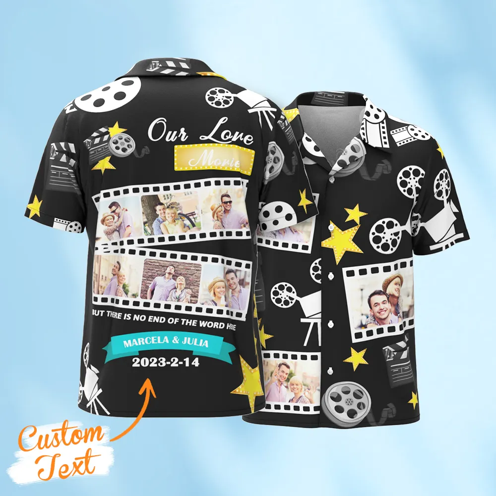 Custom Photo Hawaiian Shirts Our Love Movie Shirts With 3-6 Photos Button-down Shirts Gifts For Him