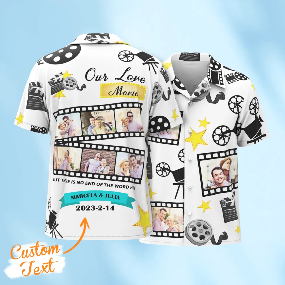 Custom Photo Hawaiian Shirts Our Love Movie Shirts With 3-6 Photos Button-down Shirts Gifts For Him