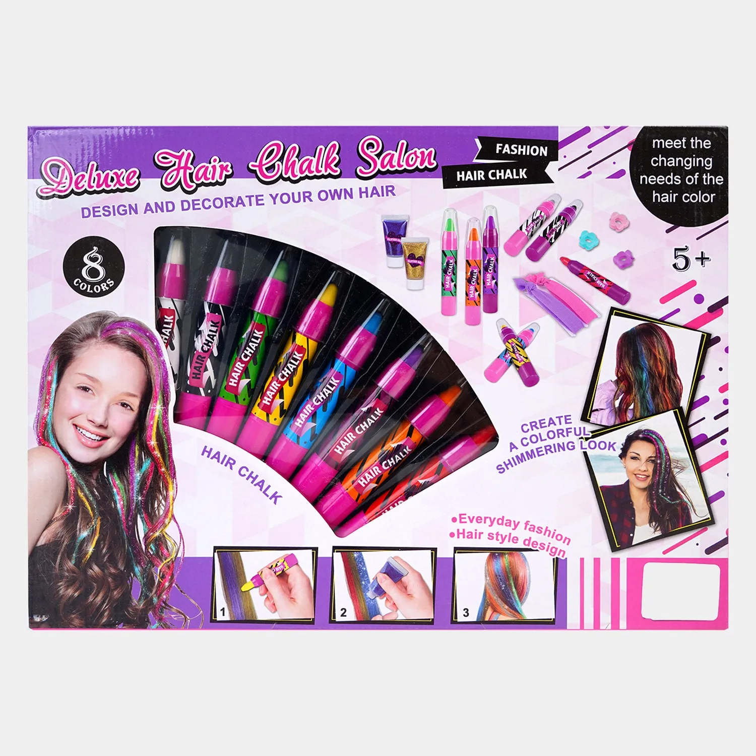 Deluxe Hair Chalk Salon Kit For Girls