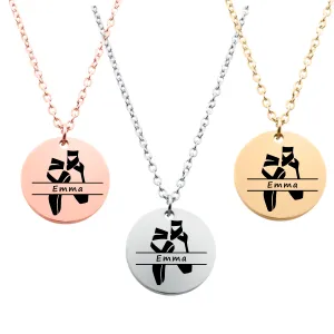 Engraved Ballet Shoe Necklace