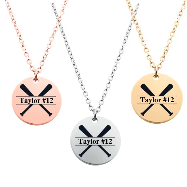 Engraved Baseball Bat Necklace