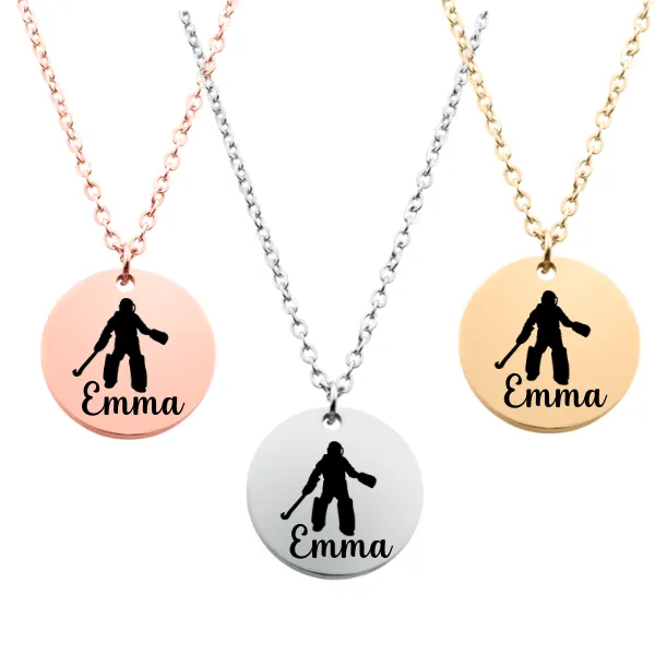 Engraved Field Hockey Goalie Necklace