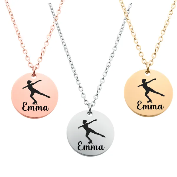 Engraved Figure Skater Necklace