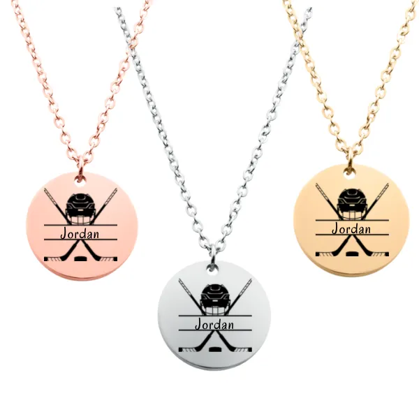 Engraved Ice Hockey Helmet Necklace