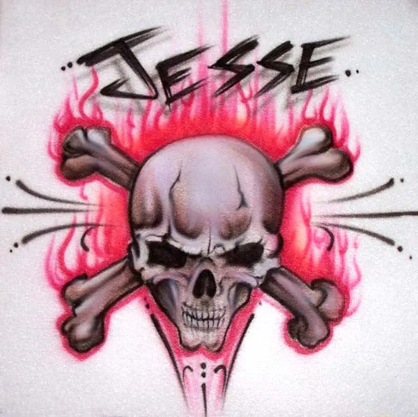 Flaming Skull & Crossbones Custom Airbrushed Shirt