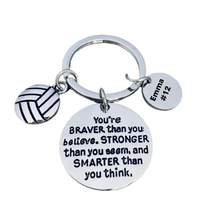 Girls Inspirational Volleyball Engraved Keychain