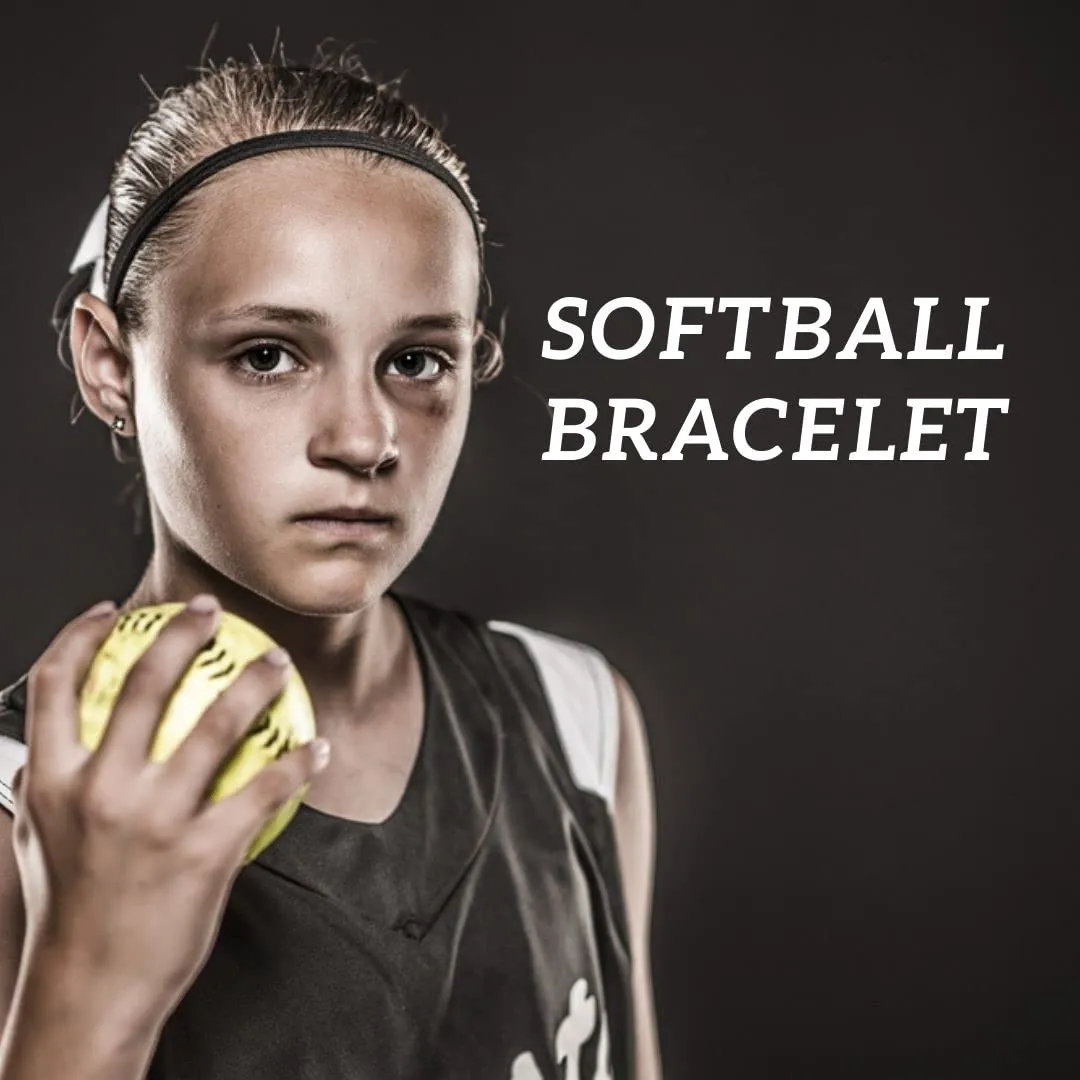 Girls Personalized Softball Bracelet with Engraved Charm