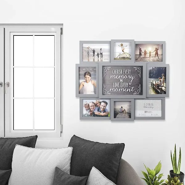 Gray 8-Opening Cherish Every Memory Collage Picture Frames - 4 Pack