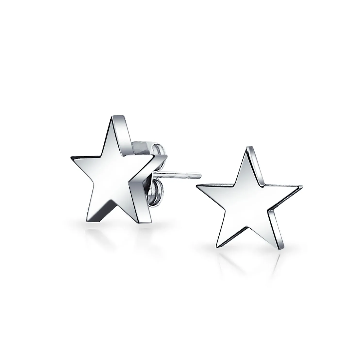 Initial A-Z Patriotic Celestial Star Stud Earrings Stainless Steel 10MM