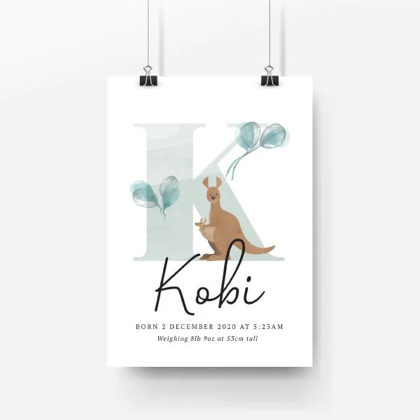 Kangaroo Personalised Birth Print