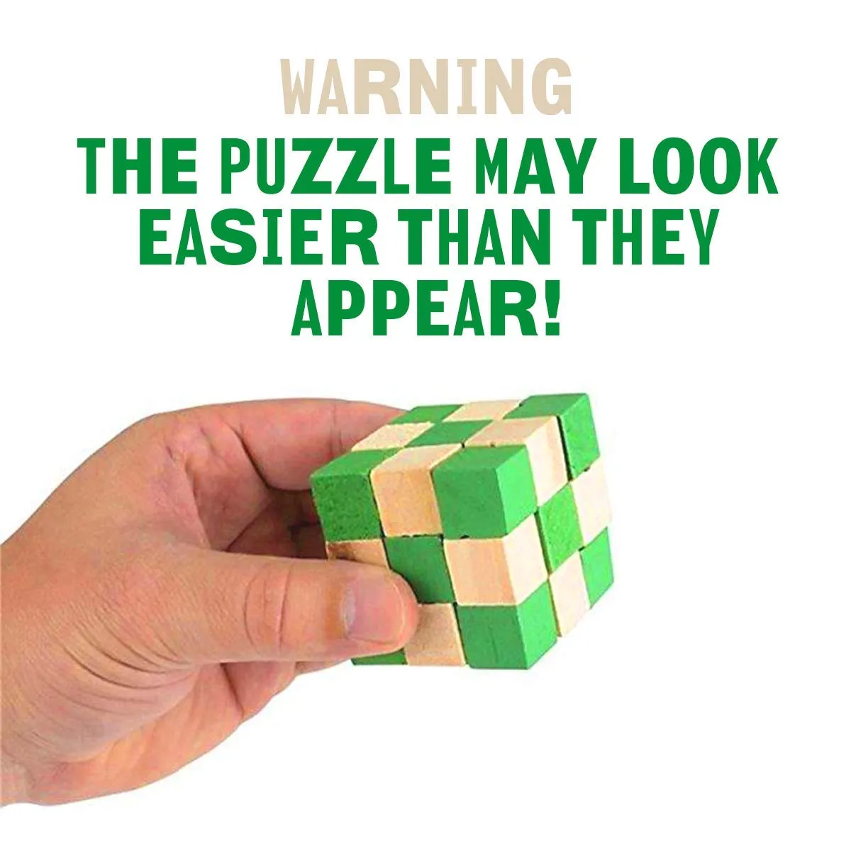 Kicko Magic Puzzle Cube-Attention Masterminds Wooden Twisty Snake Brain Teaser 3D Puzzle