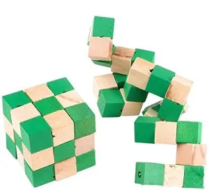 Kicko Magic Puzzle Cube-Attention Masterminds Wooden Twisty Snake Brain Teaser 3D Puzzle