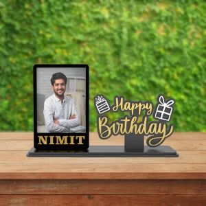 MakerTech Gifting Personalised Photo Frame with Name for Birthday Happy Birthday Photo Frame Birthday Gift Customised Unique Gift Wooden Happy Birthday Photo Frame (Happy Birthday)