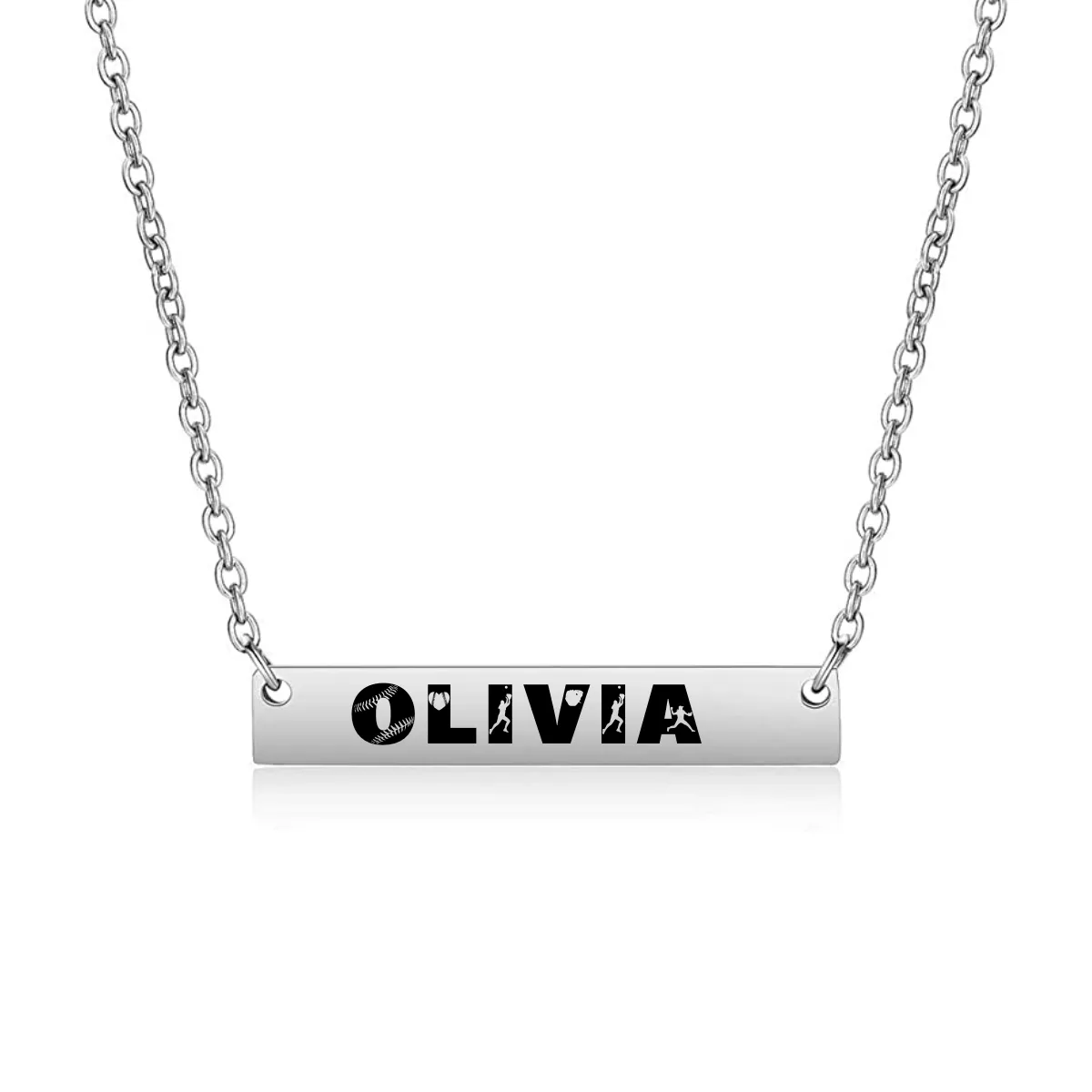 Personalized Baseball Bar Necklace