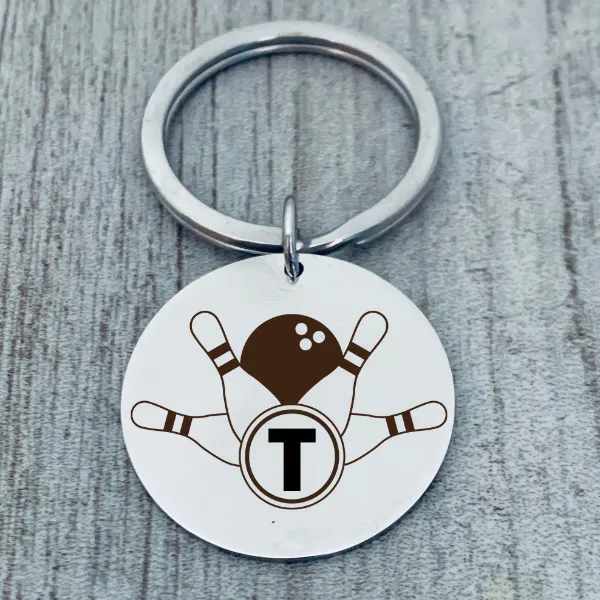 Personalized Bowling Initial Keychain