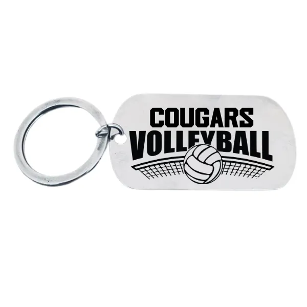 Personalized Engraved Dog Tag Volleyball Keychain