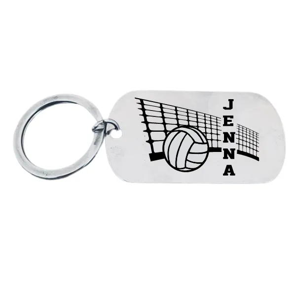 Personalized Engraved Dog Tag Volleyball Keychain