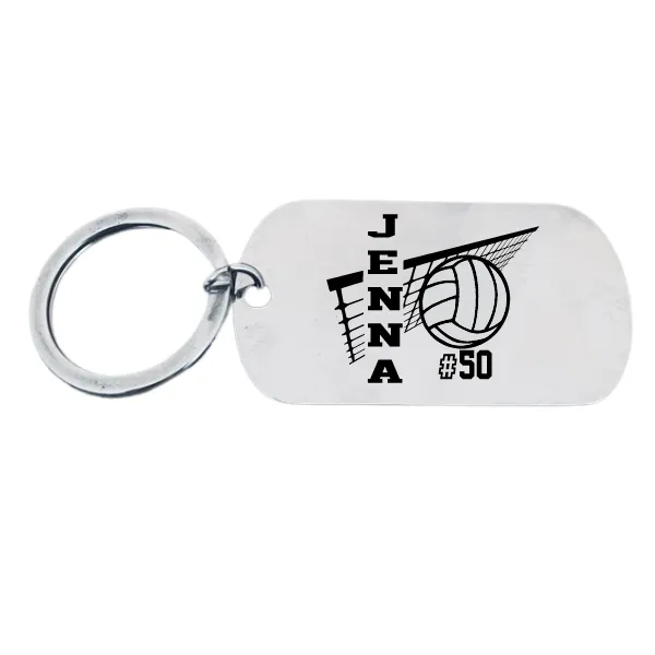 Personalized Engraved Dog Tag Volleyball Keychain