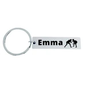 Personalized Engraved Girls Wrestling Keychain