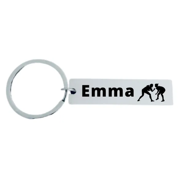 Personalized Engraved Girls Wrestling Keychain