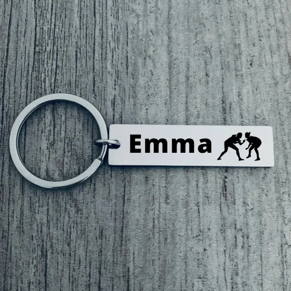 Personalized Engraved Girls Wrestling Keychain